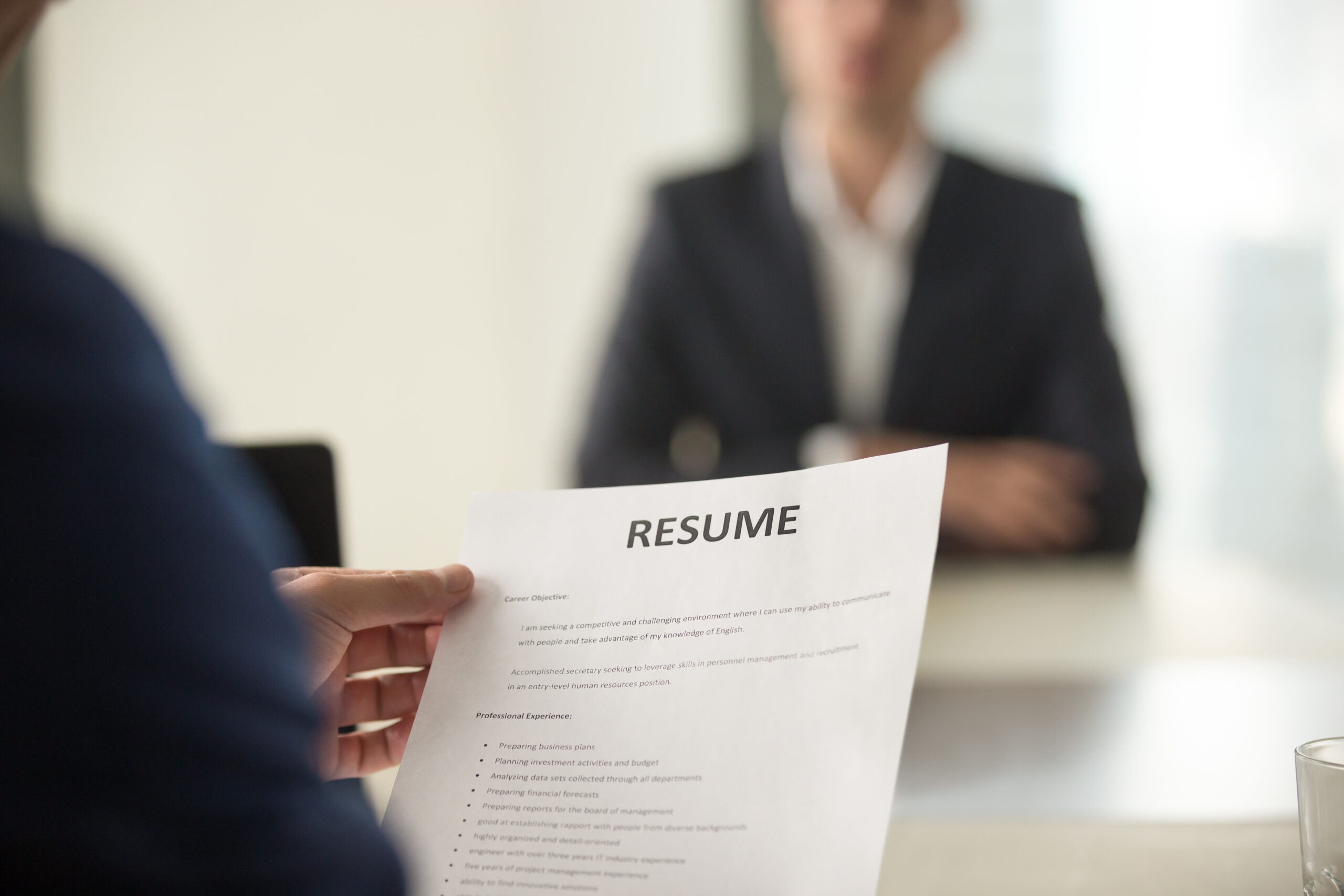 Close,Up,View,Of,Job,Interview,In,Office,,Focus,On